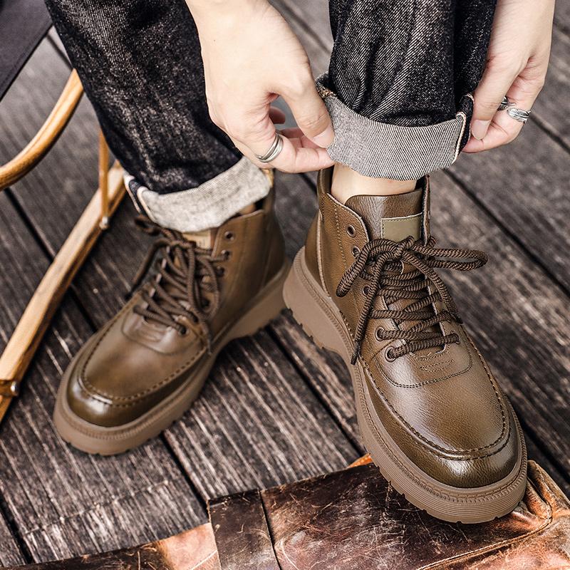 Men's autumn/winter boots High quality luxury minimalist style Work and office Outdoor fashion high top leather shoes