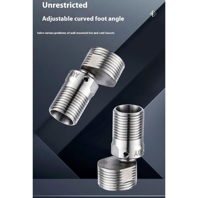 Platzsparender Duschverbinder Edelstahl Duscharmatur-Adapter 360° drehbare Winkelverstellung Abgewinkelter gebogener Fuß