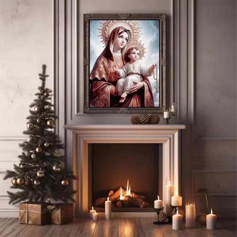 Maria und Jesus Leinwandgemälde Jungfrau Christus Luxus Wandkunst Christliche Religion Poster und Drucke Wohnzimmer Heimdeko