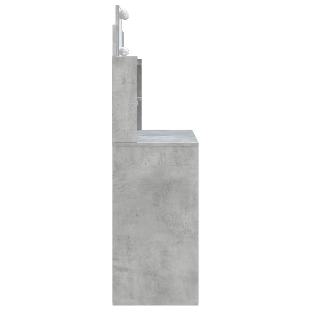 vidaXL Schminktisch mit LED-Leuchten Betongrau 96x40x142 cm