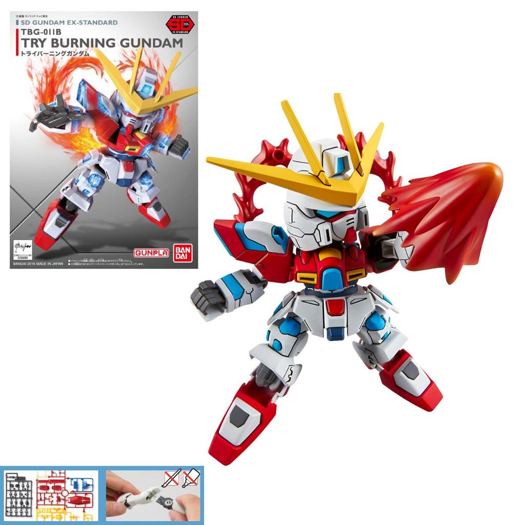 SD Gundam EX-Standard Try Burning Gundam Model Kit - Pre-Colored Plastic Model