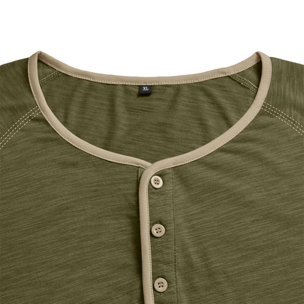 Men's Long Sleeve Henley Shirt Pullover Crew Neck Casual Slim Fit Basic Stretchy Top for Everyday Wear