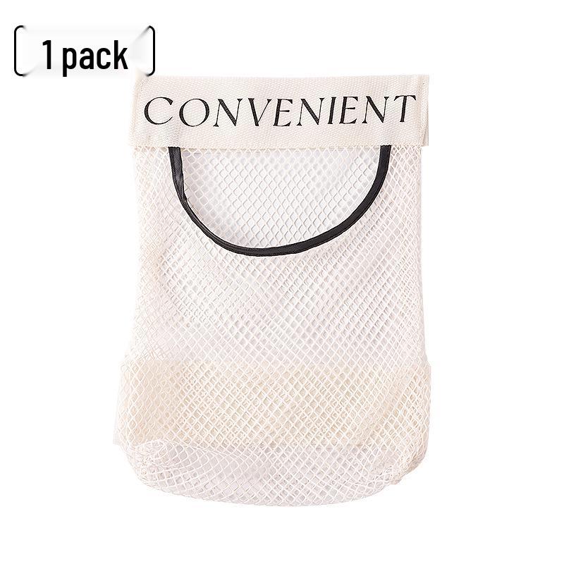 Wall-Mounted Velcro Mesh Garbage Bag Storage for Kitchen Cabinets