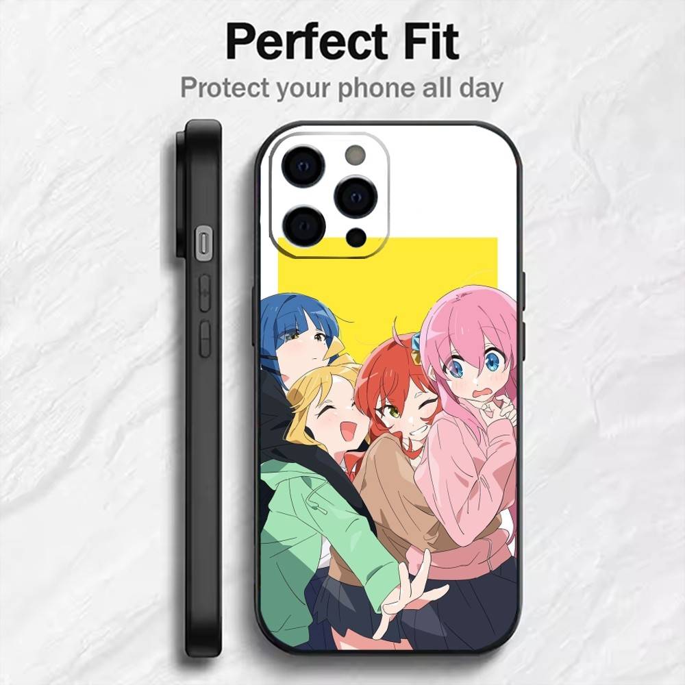 

B-BOCCHI THE R-ROCK Phone Case For iPhone17,16,15,14,13,12 Plus,Max Soft Silicone Black Cover iPhone14Plus