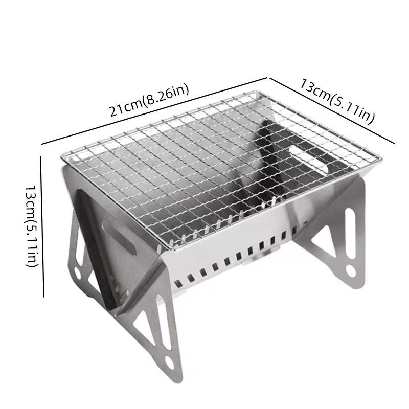 Outdoor Mini Grill, Barbecue, Camping, Folding Coffee Stove, Tea Drinking Charcoal Stove, Stainless Steel Card-style Small Stove