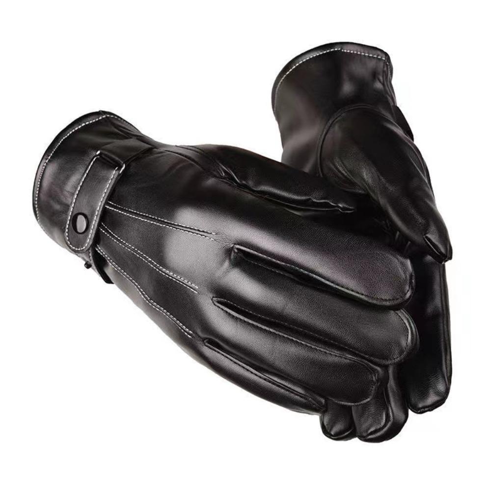New PU Leather Touch Screen Gloves Windproof Waterproof Windproof Riding Gloves Black Warm Gloves Cold Weather