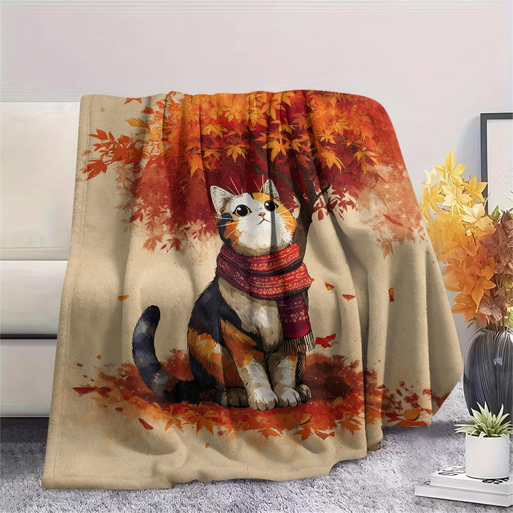 Cute Cats Print Flannel Blanket, High Quality Comfortable for All Seasons, Home Decor, Warmth and Comfort