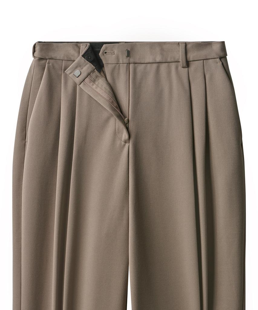 MUSINSA STANDARD WOMAN Women'S Heavyweight Fleece-Lined High-Waisted Wide Hidden Elastic Waist Slacks [Dusty Beige]