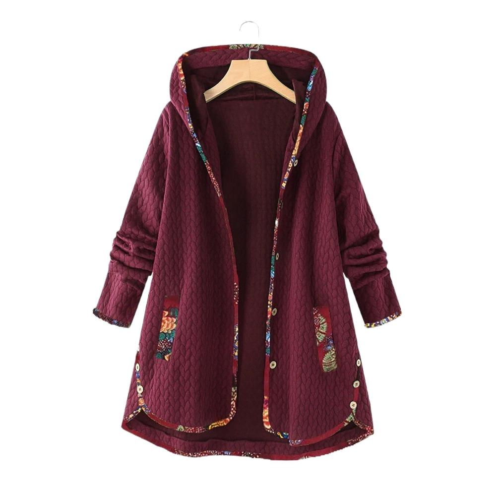 Women s Hooded Loose Ladies Top Coat Long Sleeve Large Size Mother Cotton-padded Woman M красный