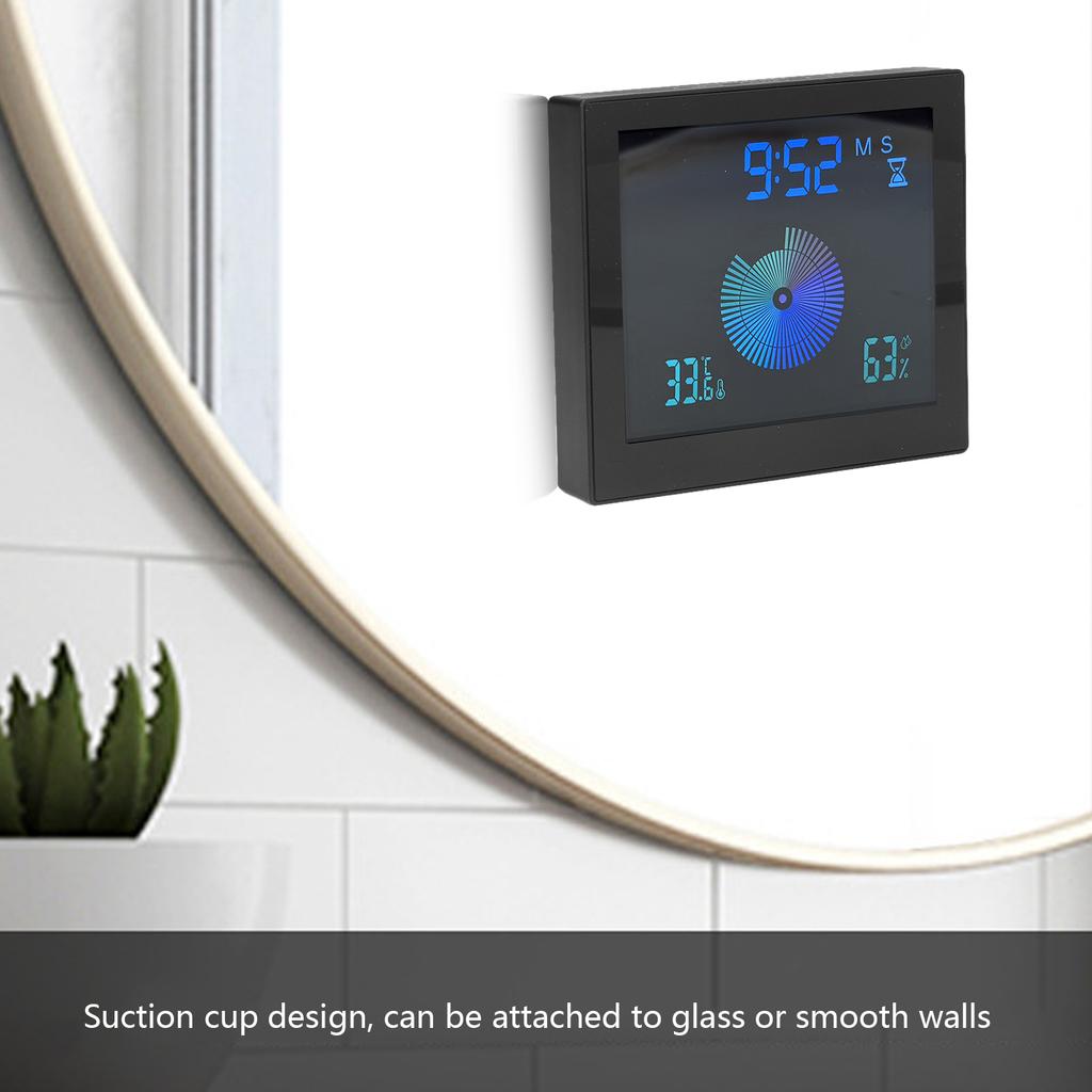 5in Wall Shower Clock Digital Timer Alarm Temperature Humidity Display Waterproof for Home Bathroom