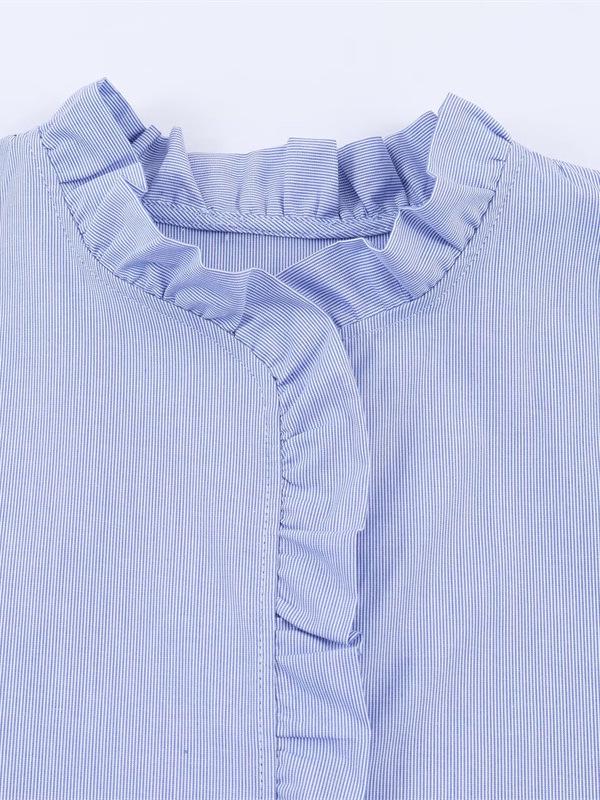 European Style 2026 Spring Stand Collar Long-Sleeve Layered Poplin Shirt