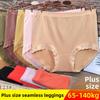 Plus Plus Size Women's Summer Lace Edge Seamless High Waist Briefs