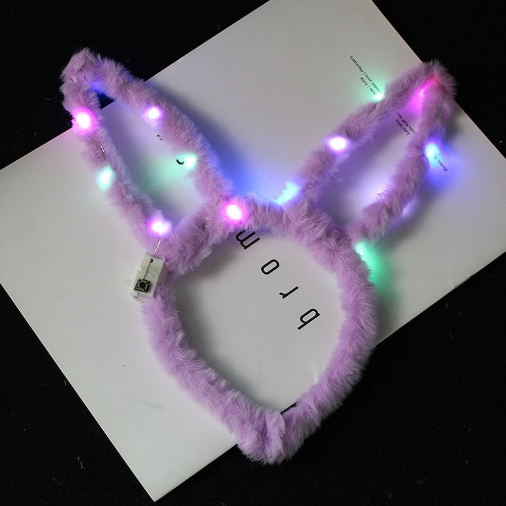Luminous Rabbit Ears Glow Hair Band Fashion Plush Hair Hoop LED Lights Headband  Concert Prop