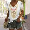 vintage women floral print t shirt short sleeve v neck tops comfortable t-shirts