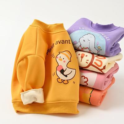 Kids' Cartoon Fleece Pullover - Warm Autumn/Winter Sweatshirt for Boys & Girls, Small/Medium Sizes