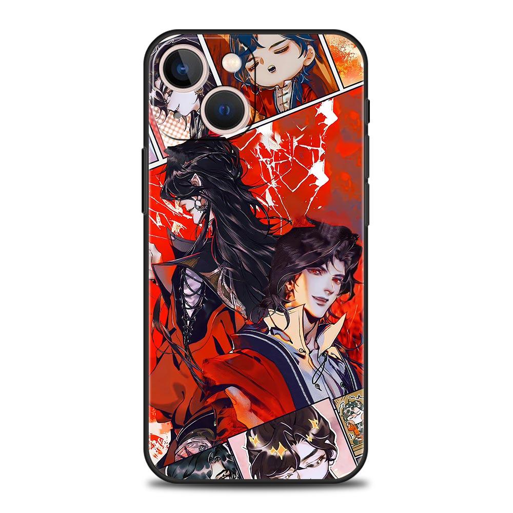 Luxury Phone Case For Apple iPhone 11 15 14 Pro MAX 12 13 7 8 Plus X XR XS MAX SE Silicone Black Cover Funda Tian Guan Ci Fu
