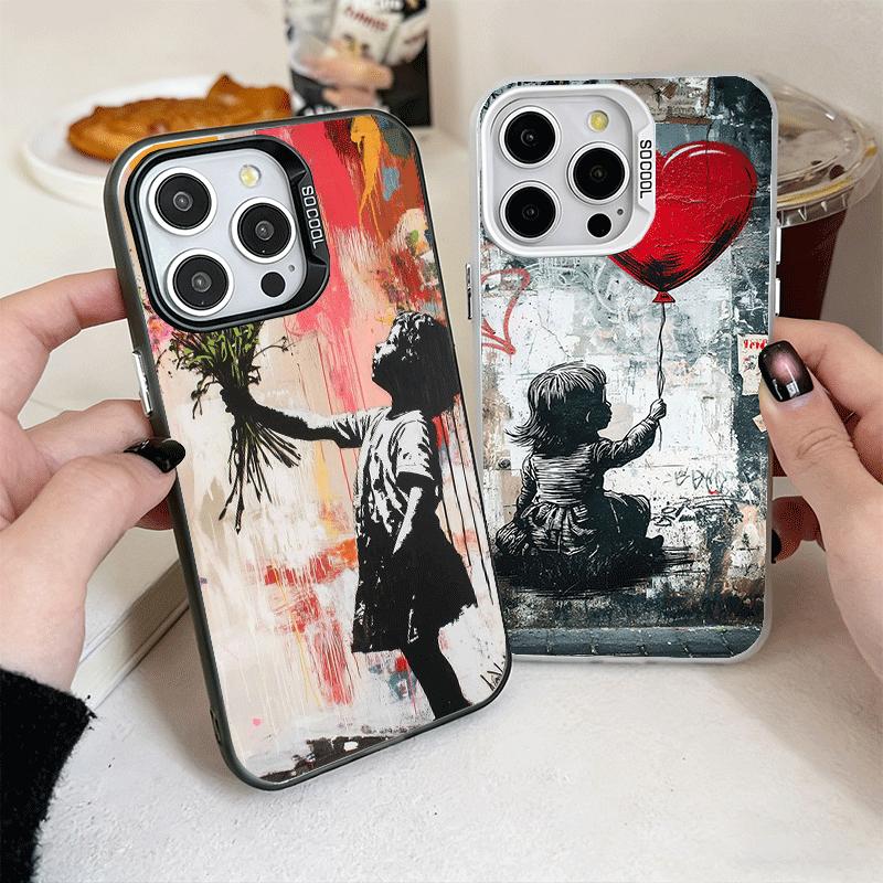B-Banksy Kunst Graffiti Künstler Weiche Handyhülle für iPhone 15 16 17 Pro Max 17Air 16E 14 Plus 13 12 Mini Stoßfeste Hülle Rückseite