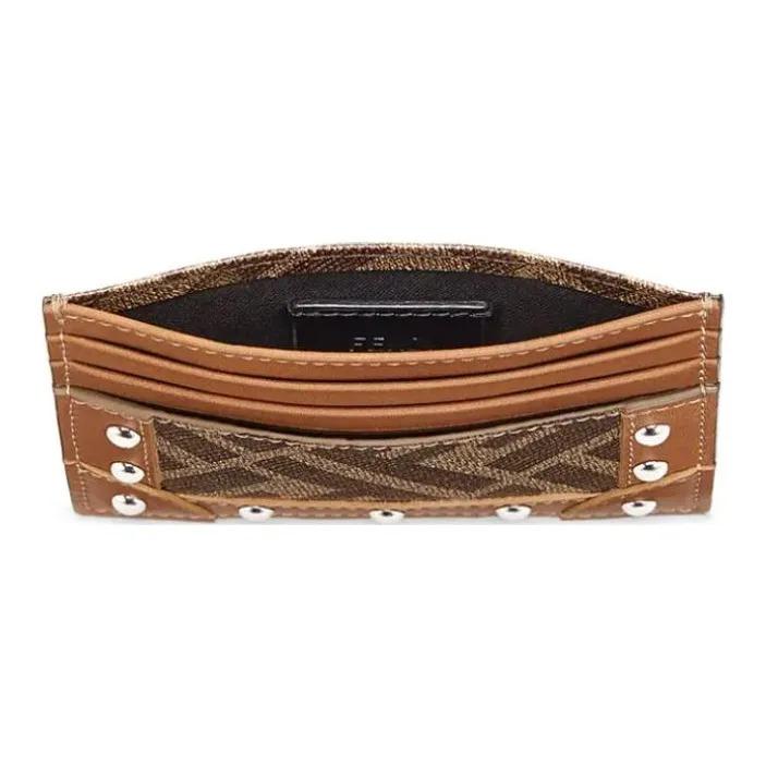 FENDI FF Monogram Canvas Card Holder Unisex Couple's Style Brown