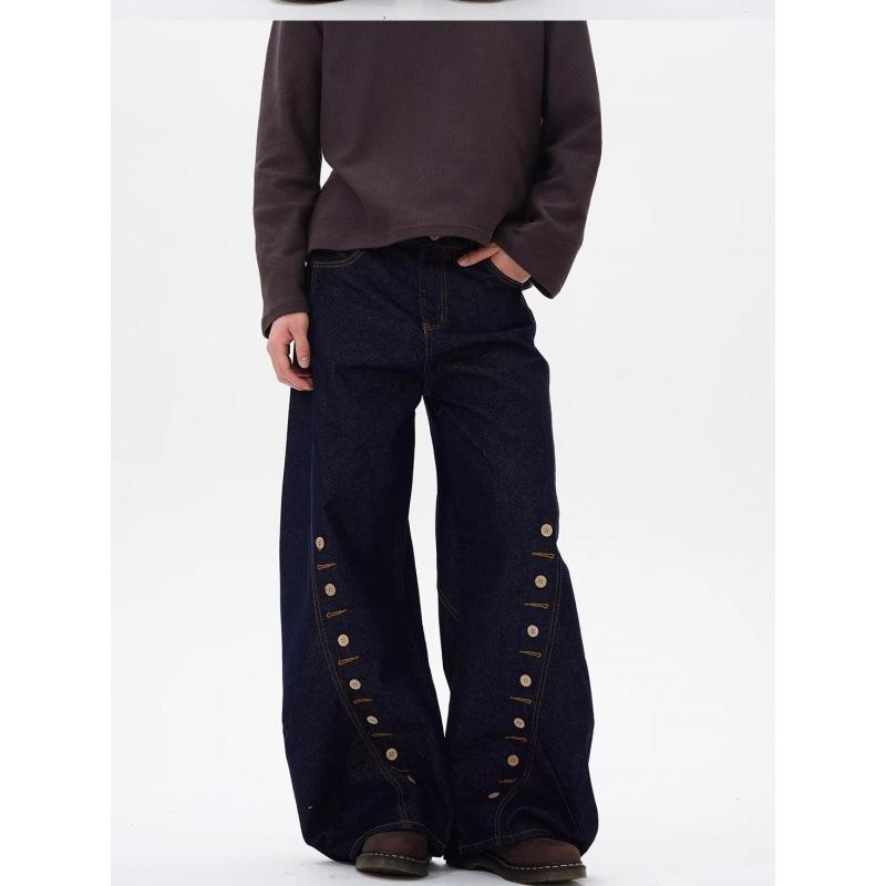 JYL Men s Bootcut Jeans Cross-Border Raw Denim Loose Floor-Length Denim S брансуик зеленый