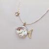 European Retro Ocean Series Whale & Goldfish Pendant Necklace, 18K Gold-Plated Copper