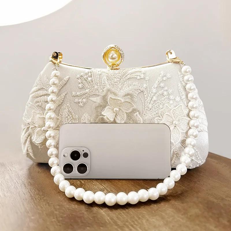 Chinese Style Evening Bag Vintage Embroidery Chain Shoulder Crossbody Bags For Women Party Wedding Handbags Female Clutch