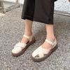 Baotou Sandals Women's Summer 2025 New Platform Beach Roman Shoes Fairy with Skirt Pig Cage Shoes Flat Single Shoes