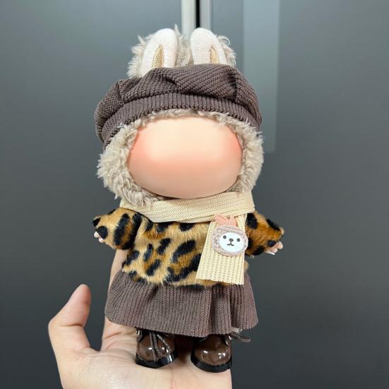 Puppenkleidung für 17 cm Puppen Einfach anzuziehen Perfekte Passform Bedrucktes Plüschpuppenkleid Weicher Stoff Puppenoutfit