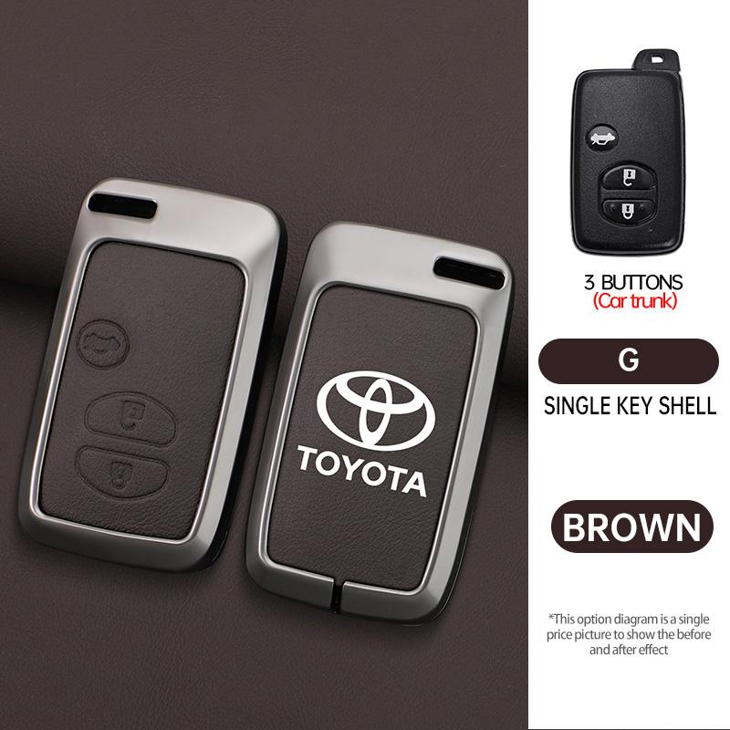 Zinc Alloy Leather Car Remote Key Case Holder Shell For Toyota Aqua RAV4 Land Cruiser Camry Prado Corolla Prius Keyless Keychain