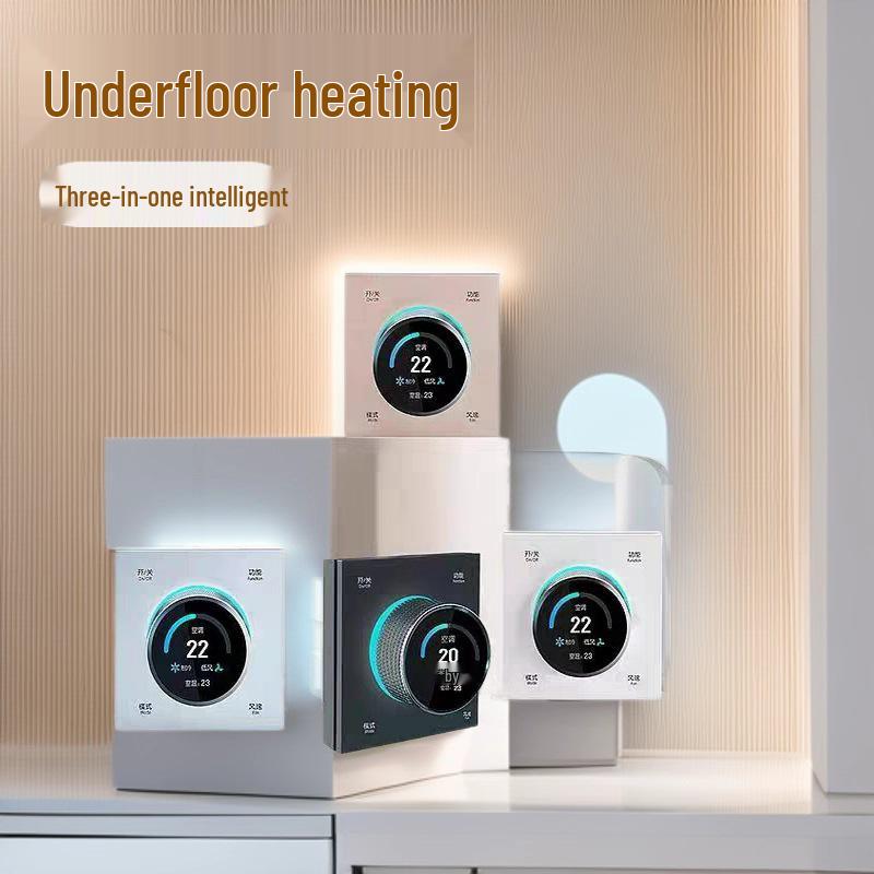 

Mijia-Connected Smart Panel: Central Air Conditioning, Floor Heating, and Fresh Air Control Mash version three-in-one knob thermostat (White)