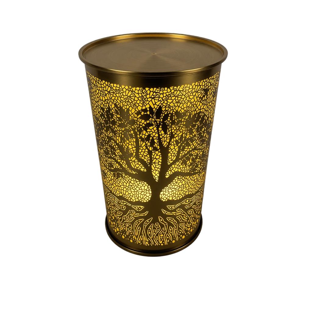 Solar Lantern Outdoor Decorative Metal Garden Light Hollow Pattern Projection Lamp with Tree Design for Patio Yard Pathway Lighting