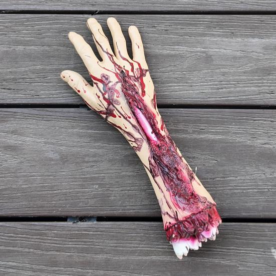 Halloween Fake Severed Hands Foot Prop Scary Blood Broken Dead Body Parts Realistic Latex Human Residual for Haunted House Prank Party Supplies