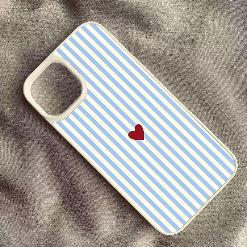 Minimalist Striped Heart Phone Case for iPhone 16 17 Pro Max 15 Pro 14 13 12 11 16E Air X XR XS 7 8 Plus SE2022 Shockproof Cover