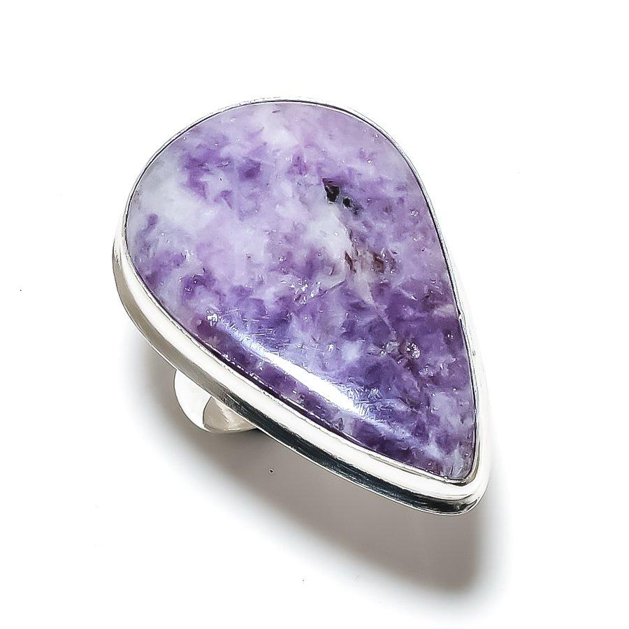Lepidolite gemstone 925 Sterling Silver Jewelry Ring Size 9