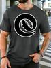 Unisex Crew Neck Tee Minimalist Circular Snake Line Art Graphic Print Short Sleeve Top Summer Loose Soft Casual Basic Daily Wear