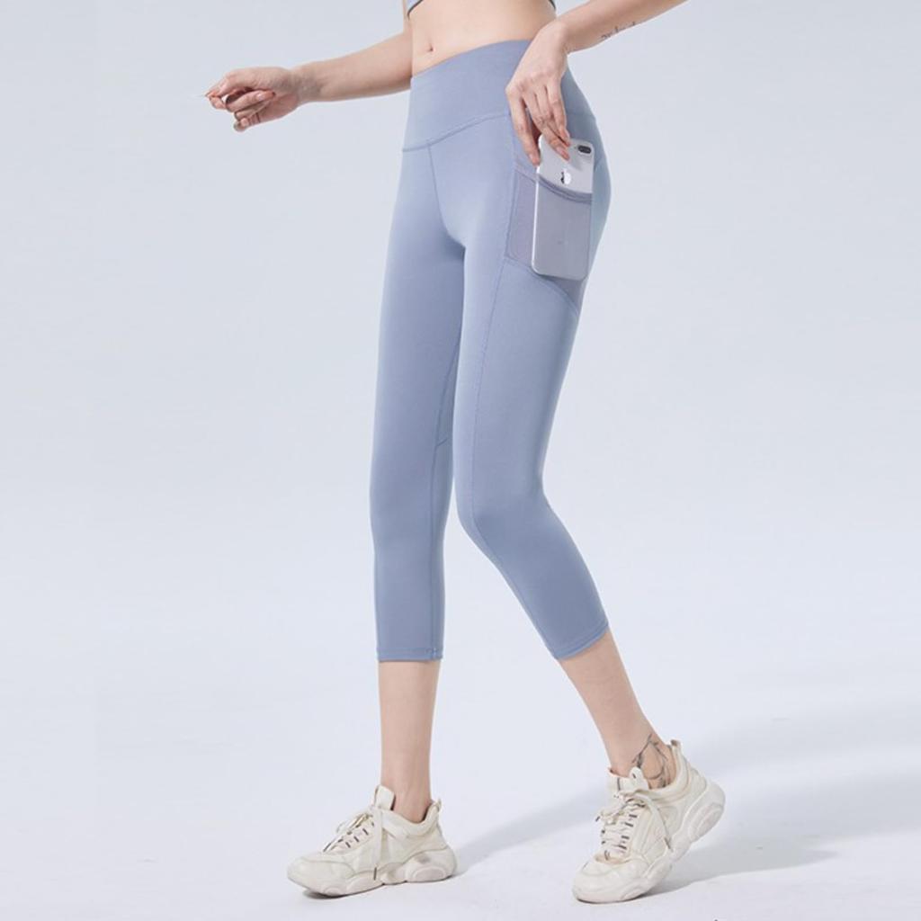 KNOW FEEL Colanți Sport Yoga cu Plasă Respirabilă pentru Fese și Lungime pentru și Alergare Pantaloni cu Talie Înaltă pentru Femei, Ridicare, Buzunare, 3/4 Fitness, Antrenament,