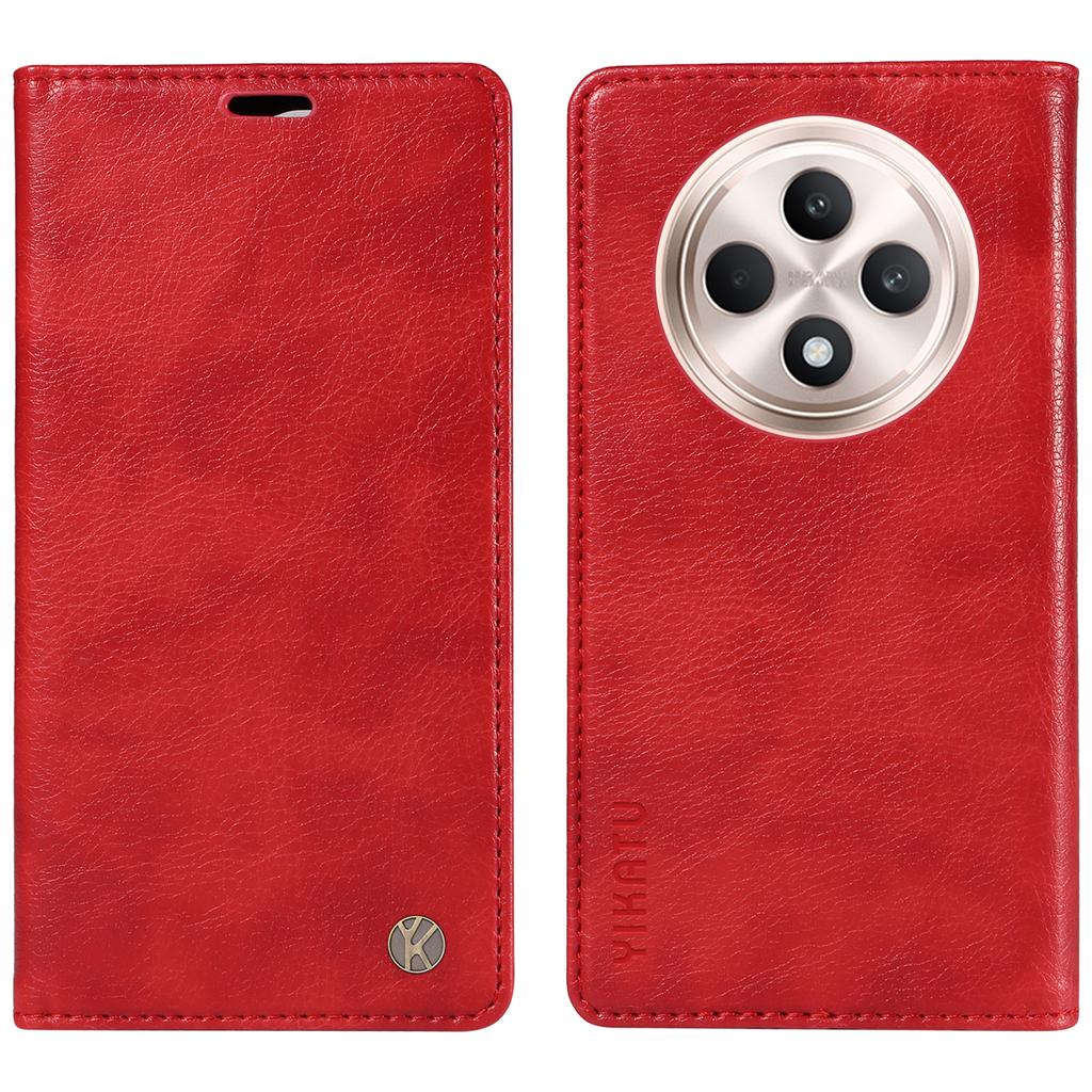 For Oppo Reno12 F 4G Case Wallet Litchi Grain Leather Phone Cover Magnetic Auto-Absorbed