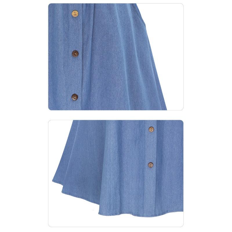 Summer Buttons Loose Elastic Denim Women Skirt Fashion Elegant Solid Color Casual Simple A-line Skirts Female Streetwear Loose Women's Clothing