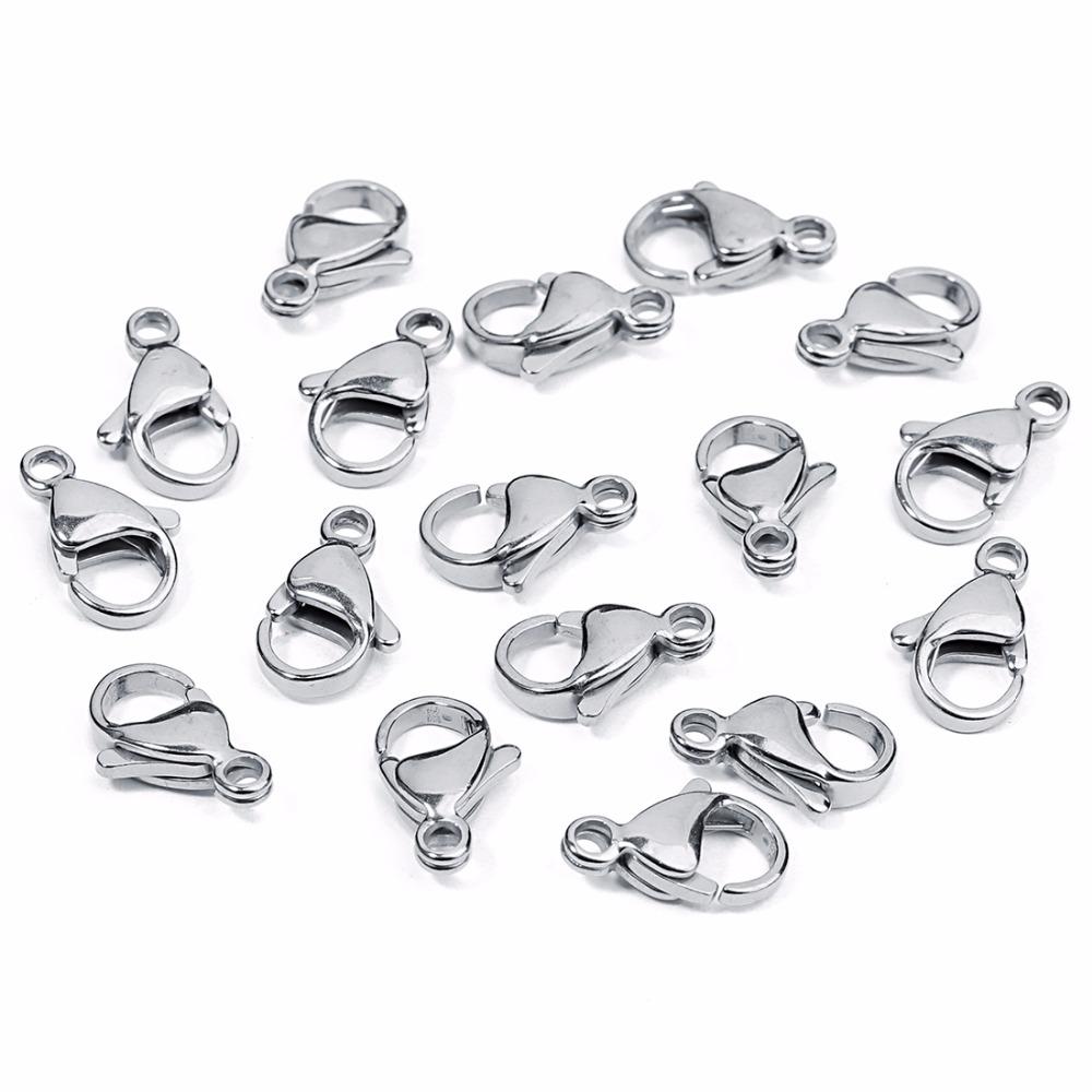25pcs Stainless Steel Lobster Clasps Hooks End Clasps Connectors For Necklace Bracelet Jewelry Making Accessories Wholesale