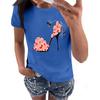 Women's Casual High Heels Floral Print Casual Short-sleeved T-shirt Pullover Round Neck Short-sleeved Top