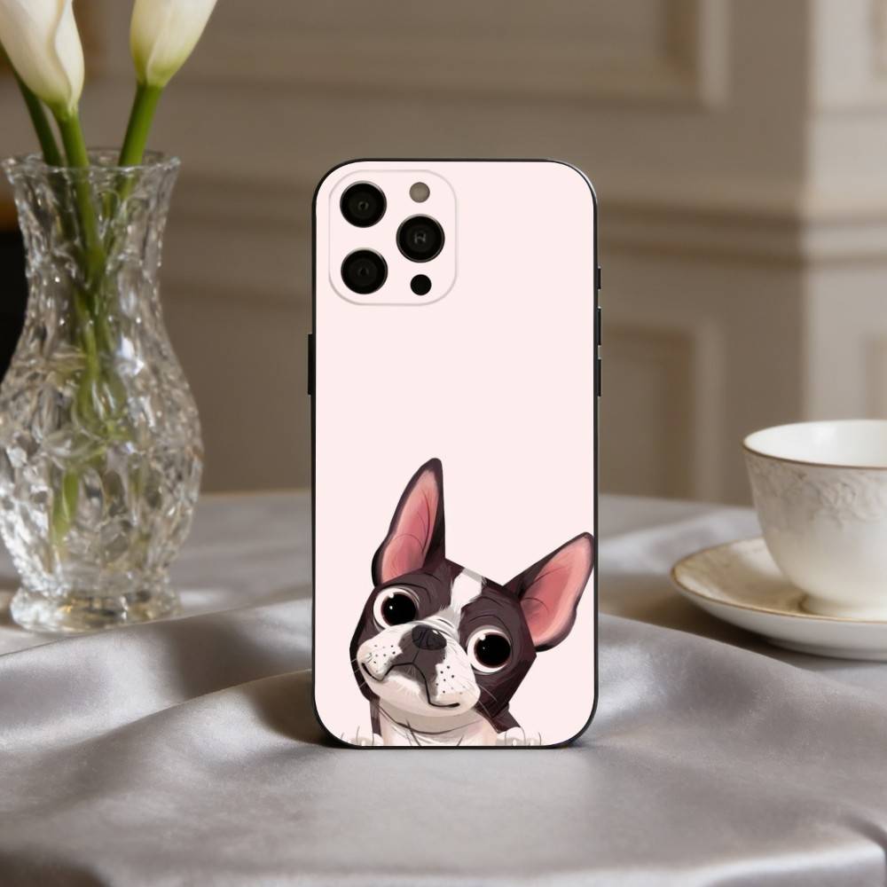 k-Kawaii b-Bulldog-g Phone Case For iPhone 17,16,15,14,13,12,11 Plus,Pro Max,XS,Soft Silicone Black Cover