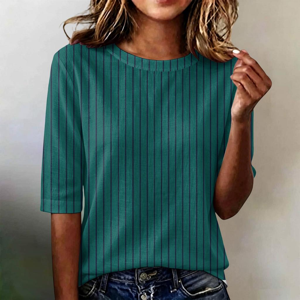 Camiseta de Manga Corta para Mujer, Corte Holgado, Casual, Ligera, Cuello Redondo, Cómoda para el Uso Diario, Blusa Adecuada para Diversas Ocasiones