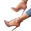 Fashion Caged high heel sandals for women design elegant ankle strap shoes narrow strap sexy work sandals