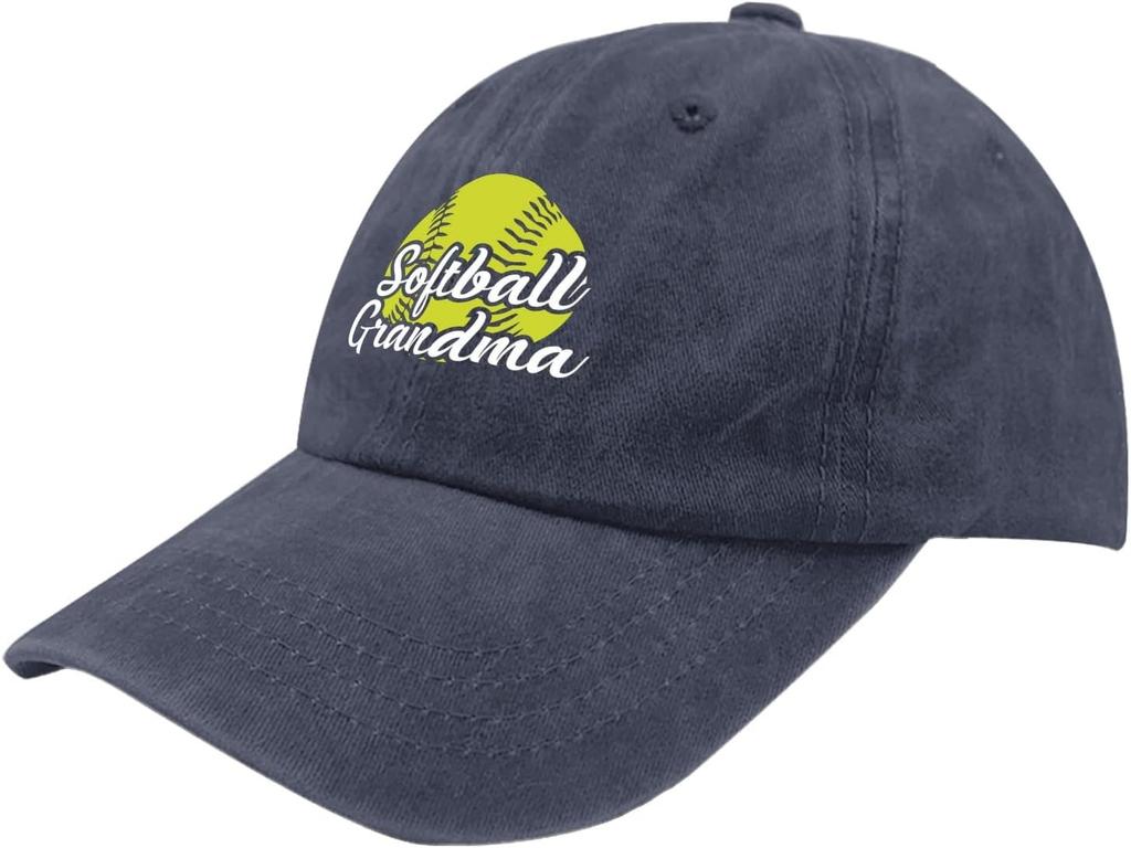 Softball Grandma Baseball Cap Washed Denim Adjustable Casual Hat for Adult Women