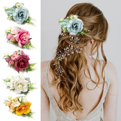 Headpiece Headwear Bridal Hairpin Flower Hair Comb Flower Leaf  Hair Comb Bridal Crystal Hair Ornaments Bridal Hair Accessories