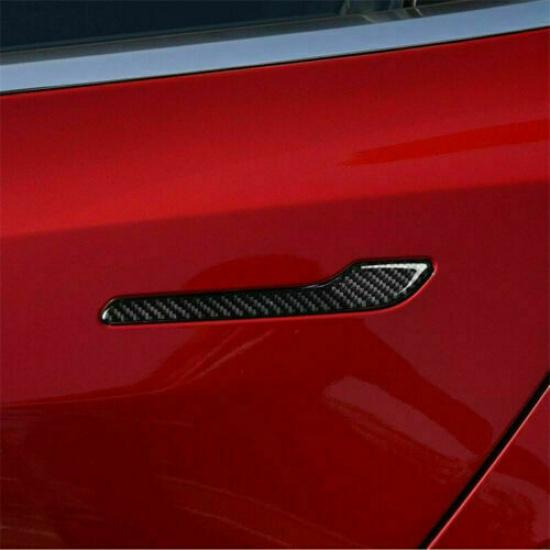 4Pcs/set Carbon Fiber Side Door Handle Cover Sticker Decal For Tesla Model 3 LB