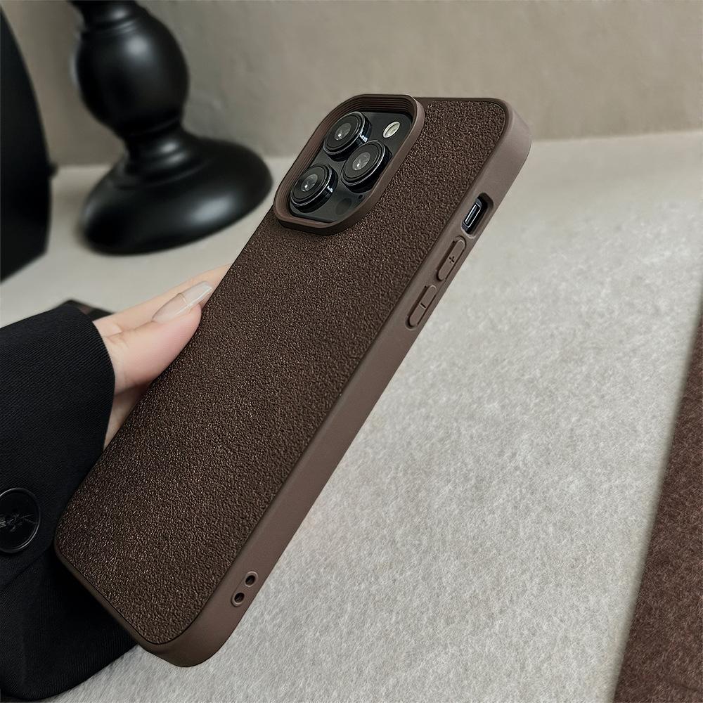 Dark Brown Moon Pit Pattern Apple 16 Mobile Phone Case 14promax Premium 11 Suitable for IPhone 13 Leather Pattern 15 Retro