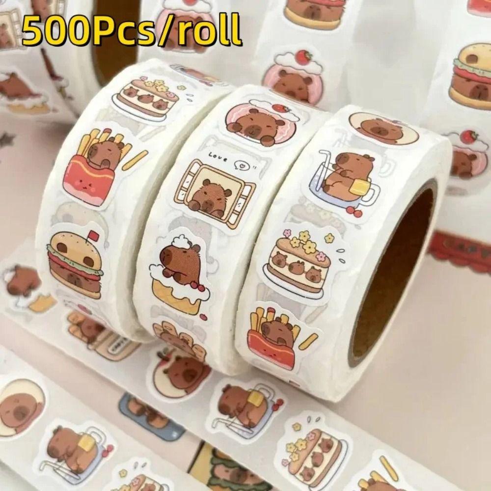 

500pcs Waterproof Self-Adhesive Decals PVC Sealing Sticker Fashion Capybara Stickers Note