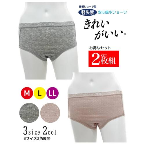 Clean and Comfortable Absorbent Panties for Light Incontinence, Women's Underwear, Antibacterial and Odor-Resistant, with Absorbent Sheets, 2-Piece Se