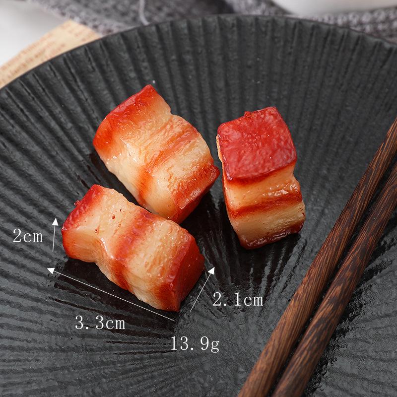 Dongpo Pork Model Keychain: Braised Pork, Beef Cubes, & Faux Streaky Pork Props for Kitchen Decor