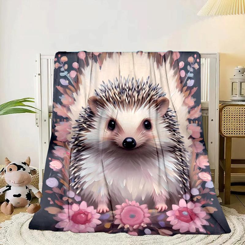 Autumnal Hedgehog Family Blanket Flannel Blanket Throw Blanket Sofa Cover Blanket Soft Premium Blanket Picnic Blanket Tv Blanket Gifts
